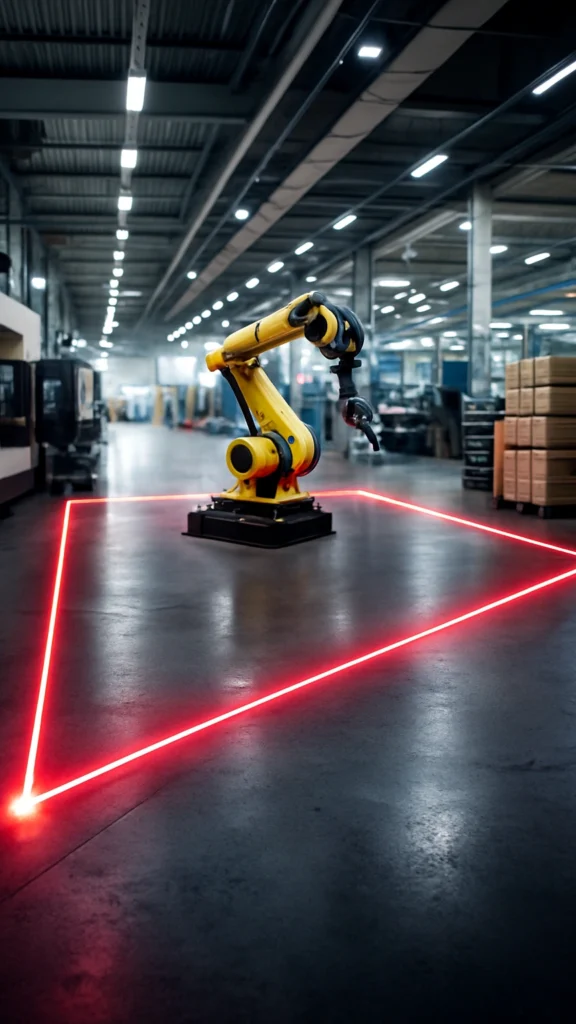 Myös turva-alue on mahdollista rajata laserilla